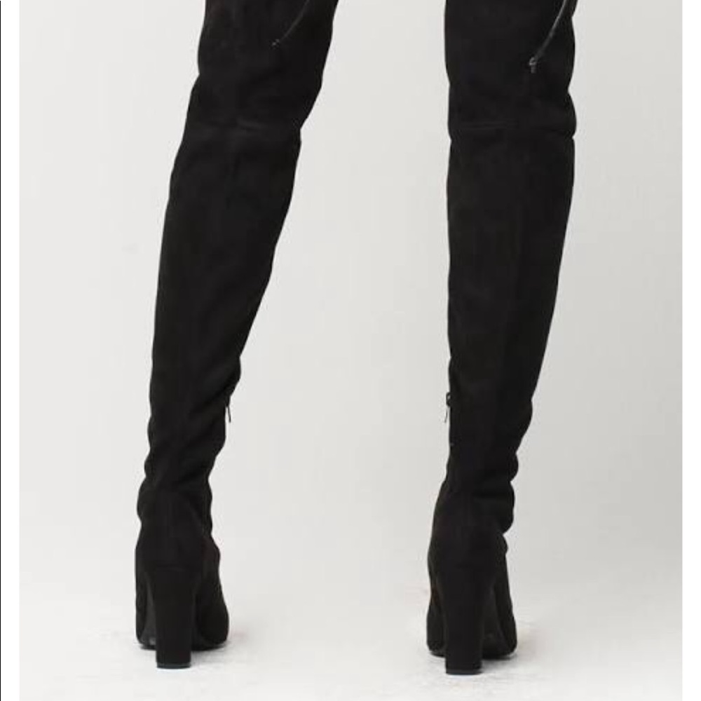 Wild Diva Over Knee Faux Leather Black Boots *NWOT